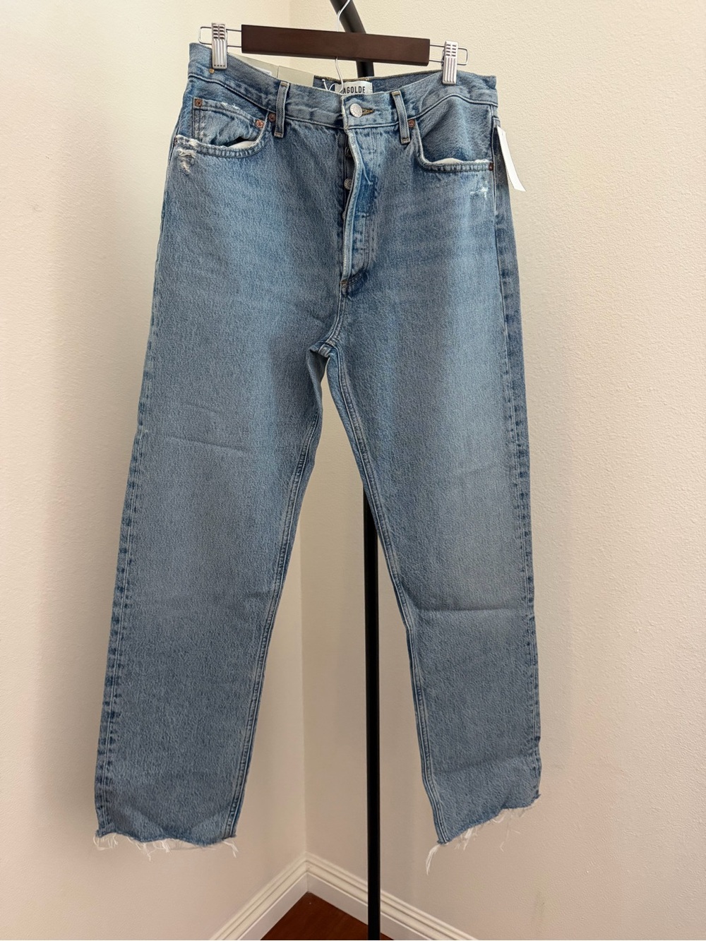 AGOLDE Straight Leg High-Rise Jeans - Light Blue Denim 90’s pinch - Picture 4 of 9